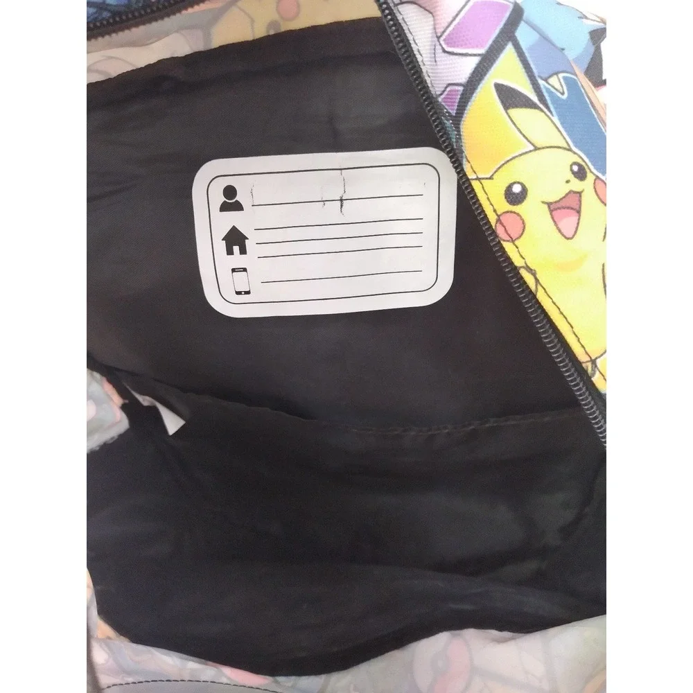 Pokemon Colorful Character Print Backpack with Large Pokeball Design School Bag